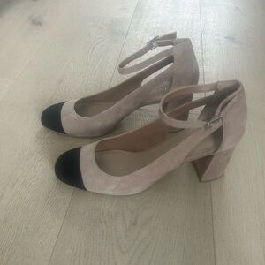 Lord & Taylor beige and Black Ankle Strap Heels